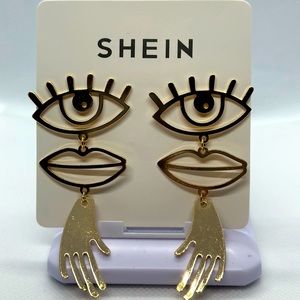 Eye & Lip Decor Drop Earrings